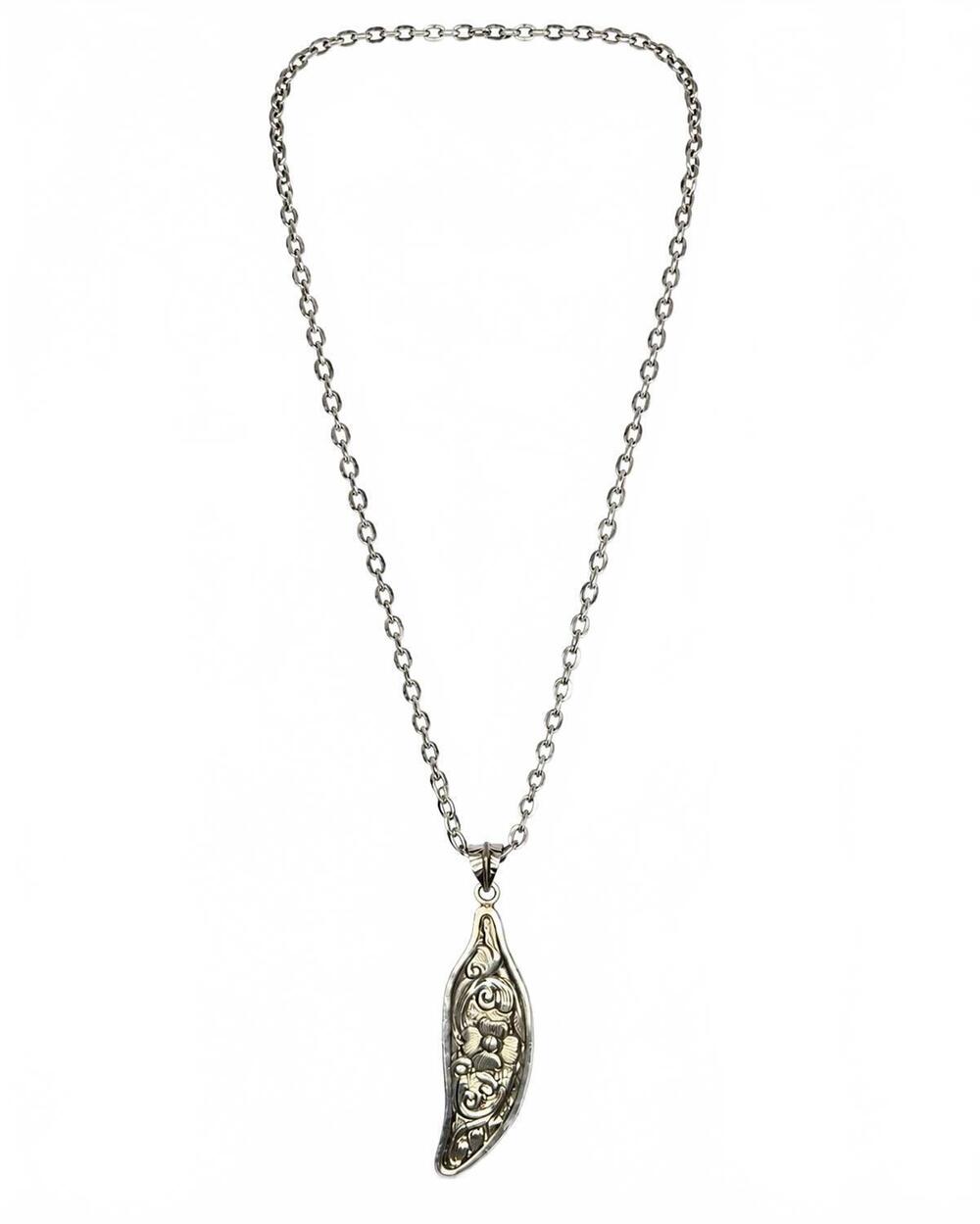 NEW BELLE VIA women's reversible feather pendant necklace in silver